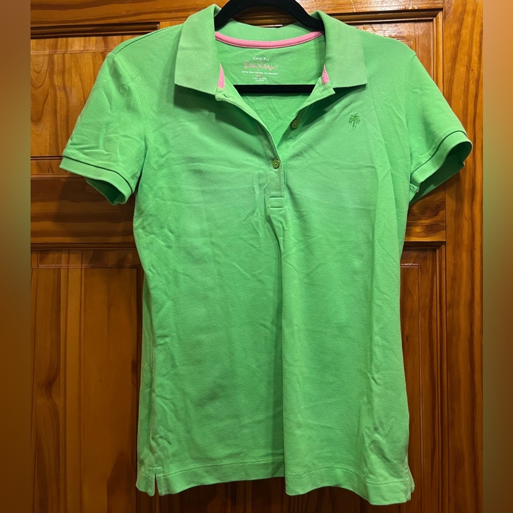 Green and Pink Lily Pulitzer Chic Fit Polo